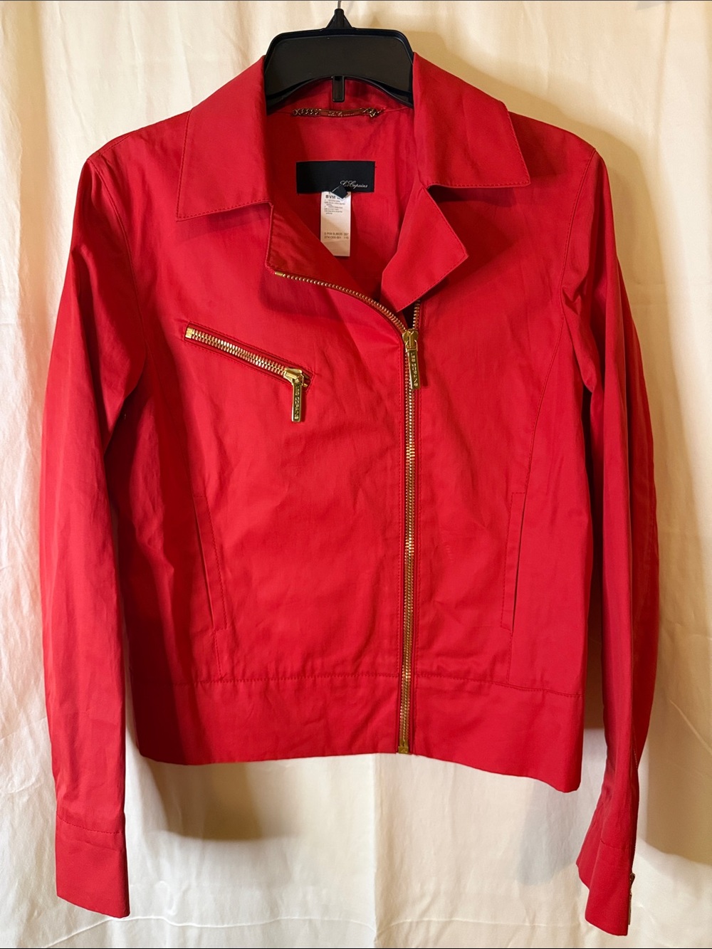 Les Copains Red Bomber Jacket with Gold Hardware